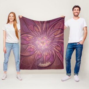 Abstrakt Modern Blommig Fraktal Bär Färger Namn Fleecefilt