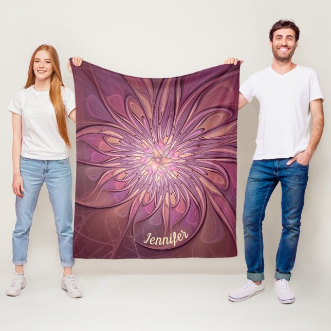 Abstrakt Modern Blommig Fraktal Bär Färger Namn Fleecefilt (På plats)