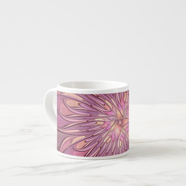Abstrakt Modern Blommig Fraktal Konst Bär Färger Espressomugg (Framsida vänster)