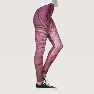 Abstrakt Modern Blommig Fraktal Konst Bär Färger Leggings