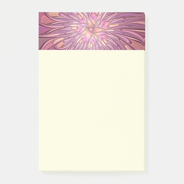 Abstrakt Modern Blommig Fraktal Konst Bär Färger Post-it Block (Framsida)