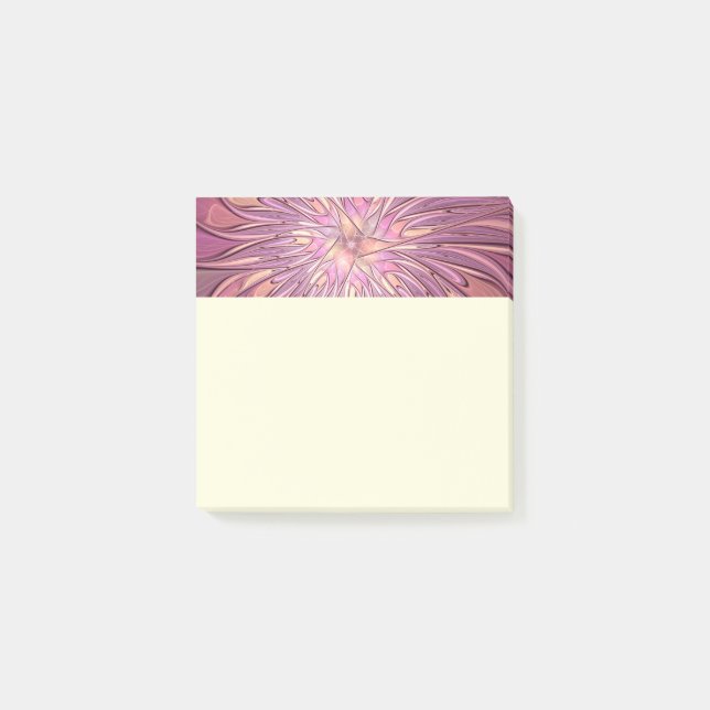 Abstrakt Modern Blommig Fraktal Konst Bär Färger Post-it Block (Framsida)