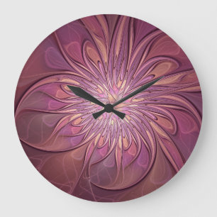 Abstrakt Modern Blommig Fraktal Konst Bär Färger Stor Klocka