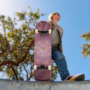 Abstrakt Modern Blommigt Fractal Art Berry Färg Mini Skateboard Bräda 18,5 Cm