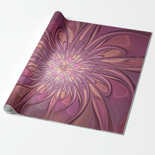 Abstrakt Modern Blommigt Fractal Art Berry Färg Presentpapper