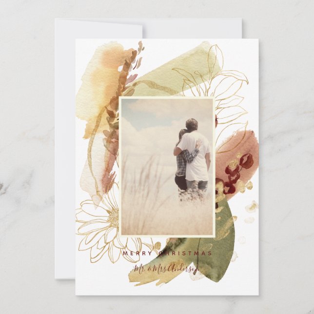 Abstrakt Modern Blommigt God jul par Kort (Framsida)