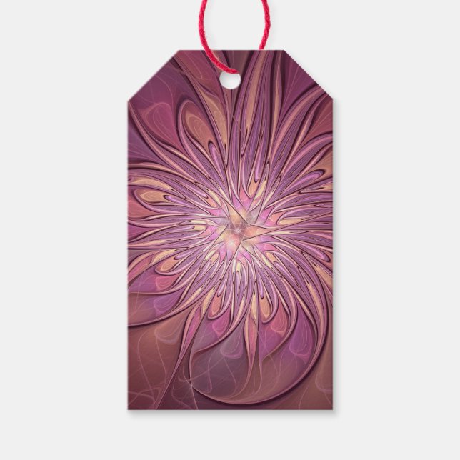 Abstrakt modern blomster fraktal konst bär färger presentetikett (Framsidan)