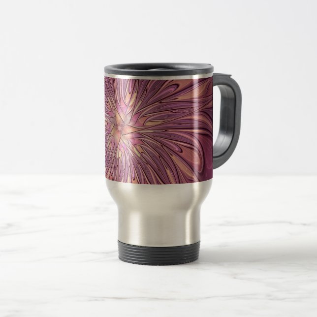 Abstrakt modern blomster fraktal konst bär färger resemugg (Framsida höger)