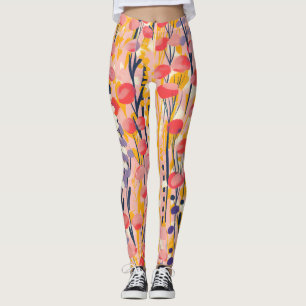 Abstrakt Modern Blomsterträdgård Botanisk Trädgård Leggings