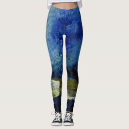 Abstrakt Modern Blue Art Anpassningsbar Leggings