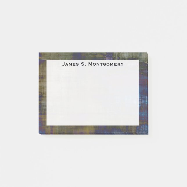 Abstrakt Modern Blue Brown Gult Grunge Post-it Block (Framsida)