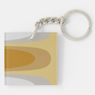 Abstrakt Modern Brown Gult, Grått Geometric Art