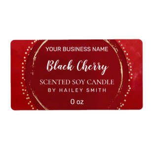 Abstrakt Modern Cherry Red Soy Candle Labels Fraktsedel