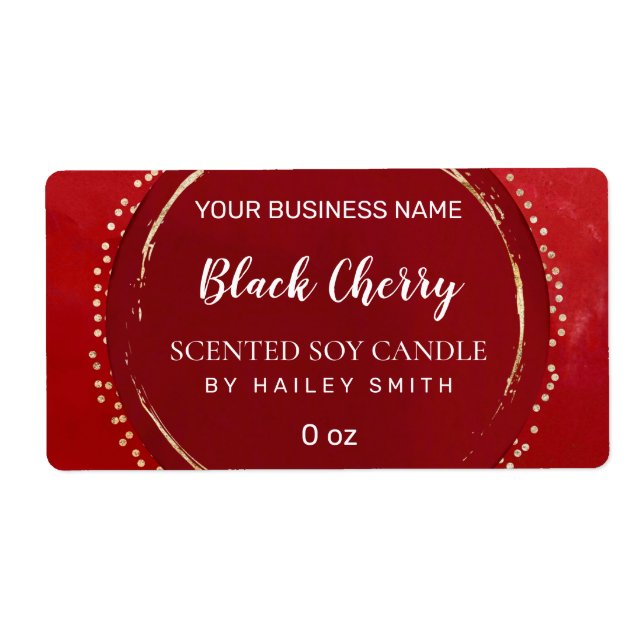 Abstrakt Modern Cherry Red Soy Candle Labels Fraktsedel (Framsidan)