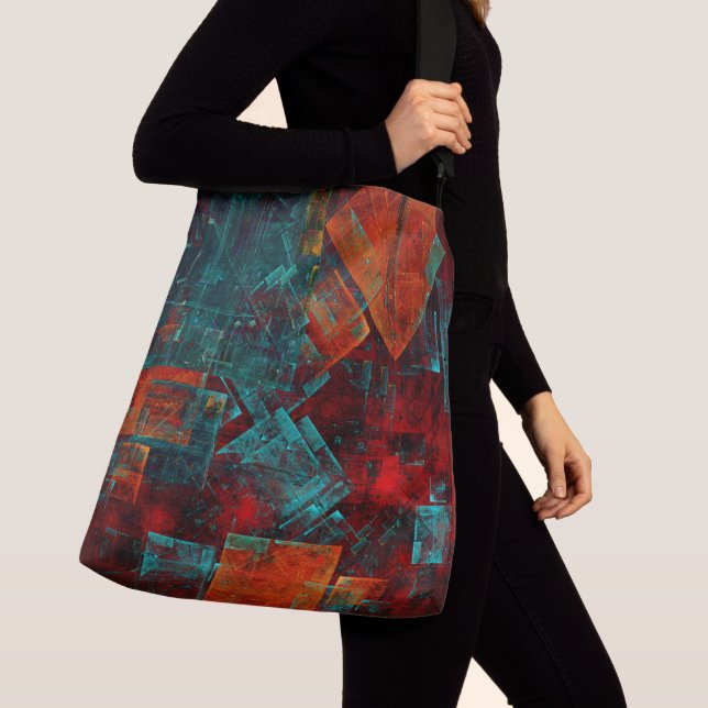 Abstrakt Modern Colorful Coola Artistic Mönster Axelväska (Närbild)