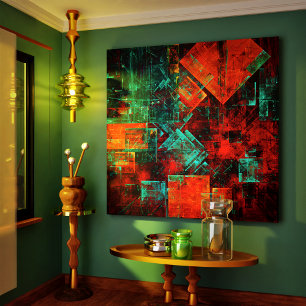 Abstrakt Modern Colorful Coola Artistic Mönster Canvastryck