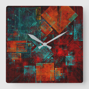 Abstrakt Modern Colorful Coola Artistic Mönster Fyrkantig Klocka