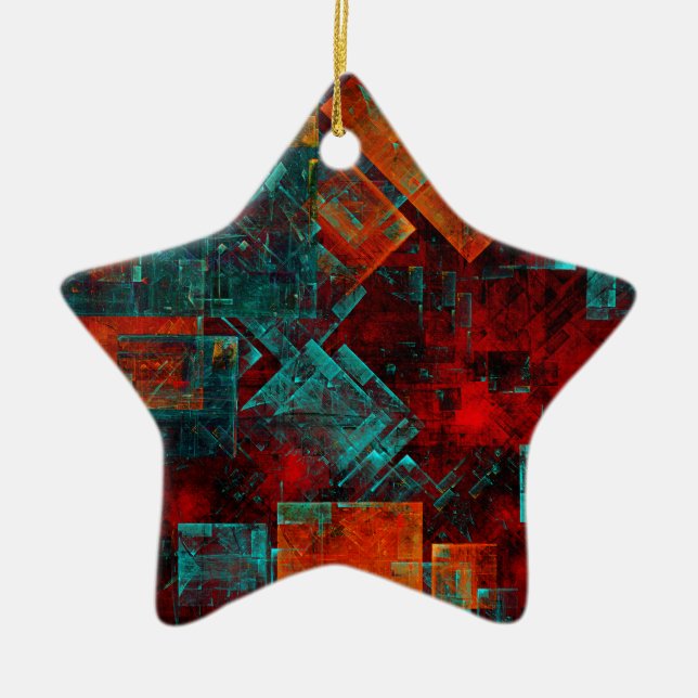 Abstrakt Modern Colorful Coola Artistic Mönster Julgransprydnad Keramik (Framsidan)