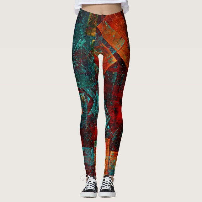 Abstrakt Modern Colorful Coola Artistic Mönster Leggings (Framsida)