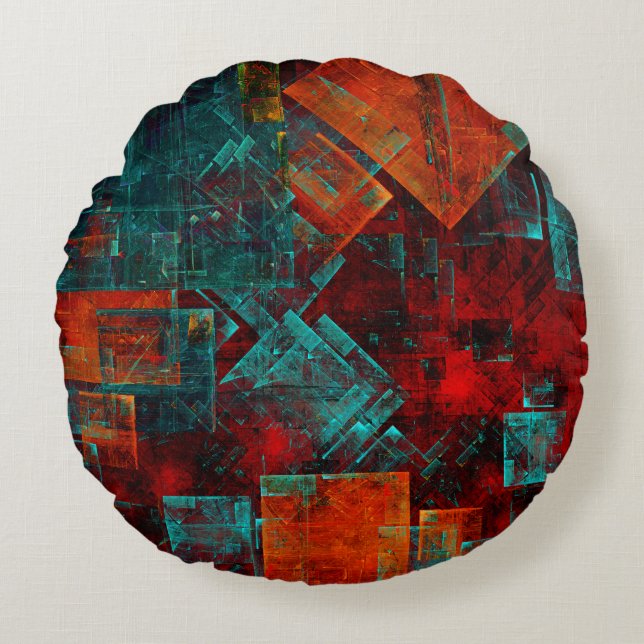 Abstrakt Modern Colorful Coola Artistic Mönster Rund Kudde (Framsidan)