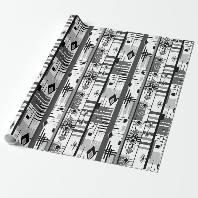 Abstrakt modern dekorationsgeometrisk inslag vinta presentpapper (Utrullad)