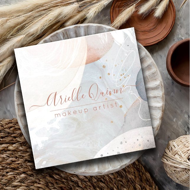 Abstrakt Modern Earthy Watercolor Shapes Struktur Fyrkantigt Visitkort (Skapare uppladdad)