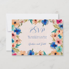 Abstrakt modern elegant blommigt, vattenfärg bröll OSA kort