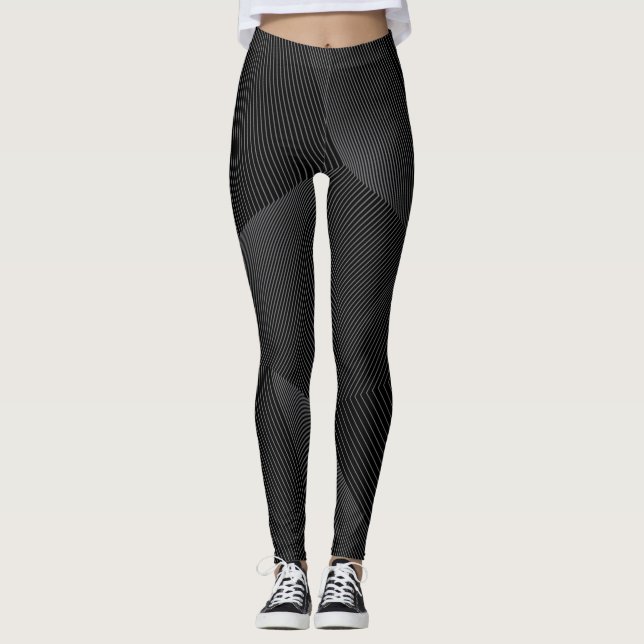 Abstrakt, modern, enkel, dynamisk linje mönster leggings (Framsida)