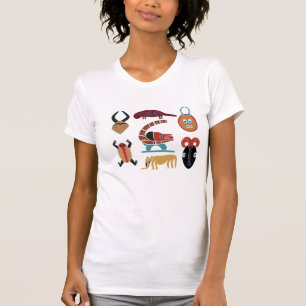 Abstrakt modern färgrik afrikansk tribal ansiktsko t shirt