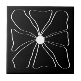 Abstrakt Modern Flower Fine Art Black and White Kakelplatta