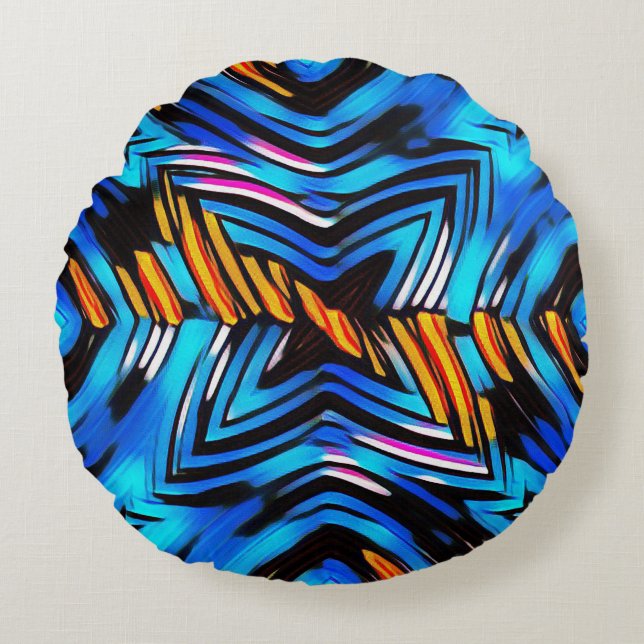 Abstrakt modern flytande modern flytande vätska fl rund kudde (Framsidan)