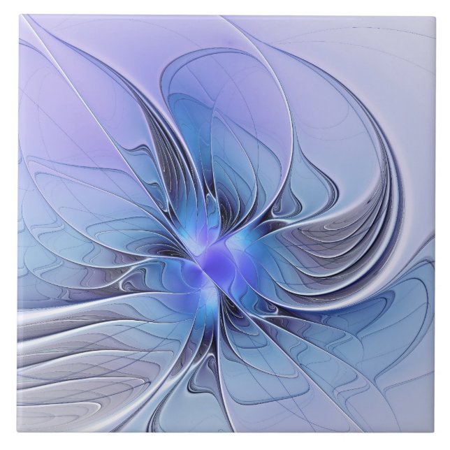 Abstrakt Modern Fractal Art Lavender Blue Kakelplatta (Framsidan)