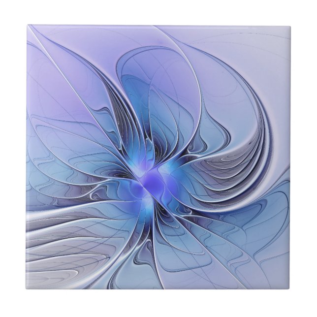 Abstrakt Modern Fractal Art Lavender Blue Kakelplatta (Framsidan)