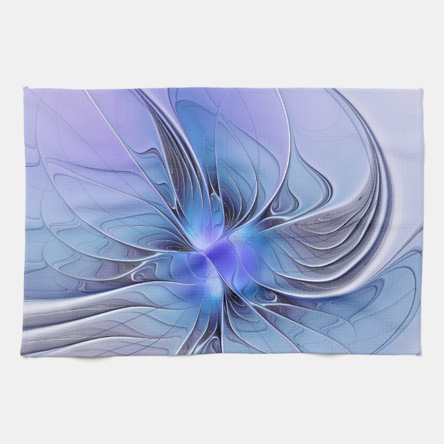 Abstrakt Modern Fractal Art Lavender Blue Kökshandduk (Horisontell)