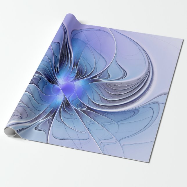 Abstrakt Modern Fractal Art Lavender Blue Presentpapper (Utrullad)