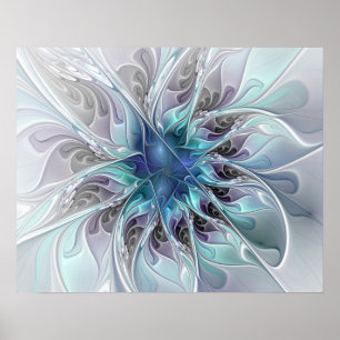 Abstrakt modern Fractalblomma för krusidull med Poster