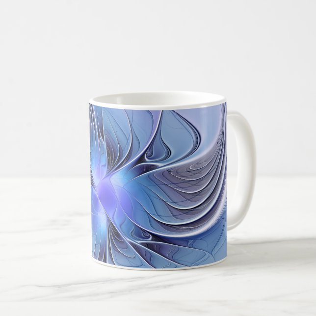 Abstrakt modern fraktal konst lavendelblå kaffemugg (Framsida höger)