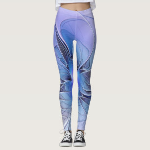 Abstrakt modern fraktal konst lavendelblå leggings