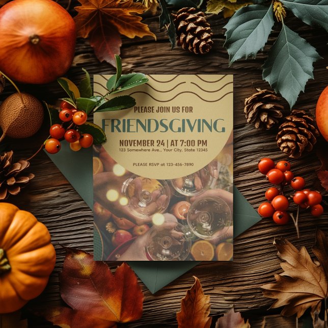 Abstrakt Modern Friendsgiving Thanksgiving Middag Inbjudningar (Skapare uppladdad)