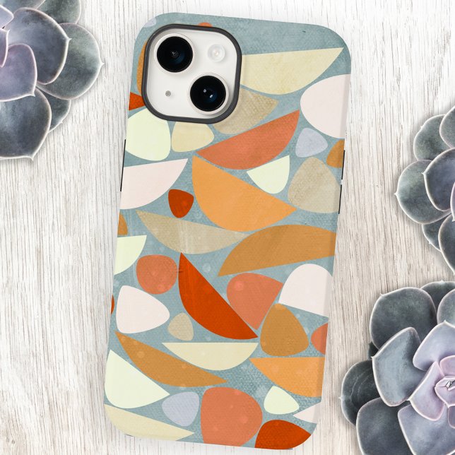Abstrakt Modern Geometric Art (Abstract modern mid-century inspired orange cream and sea foam green cell phone case)