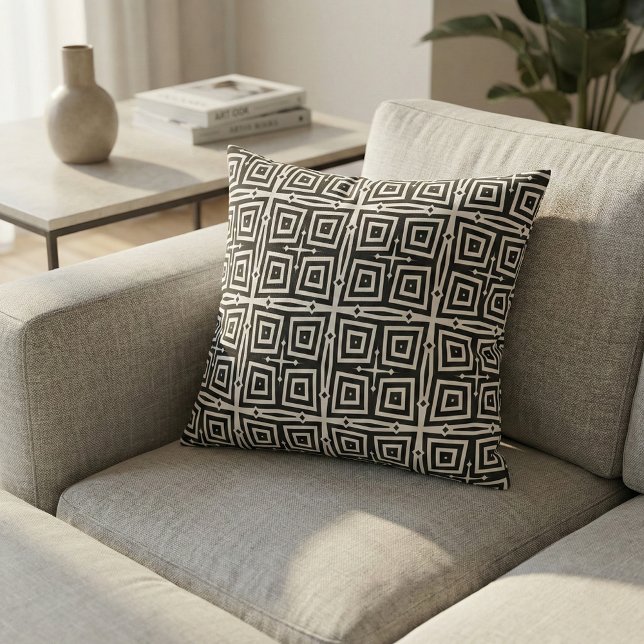 Abstrakt Modern Geometric Mönster, svart och vitt Tyg (Skapare uppladdad)