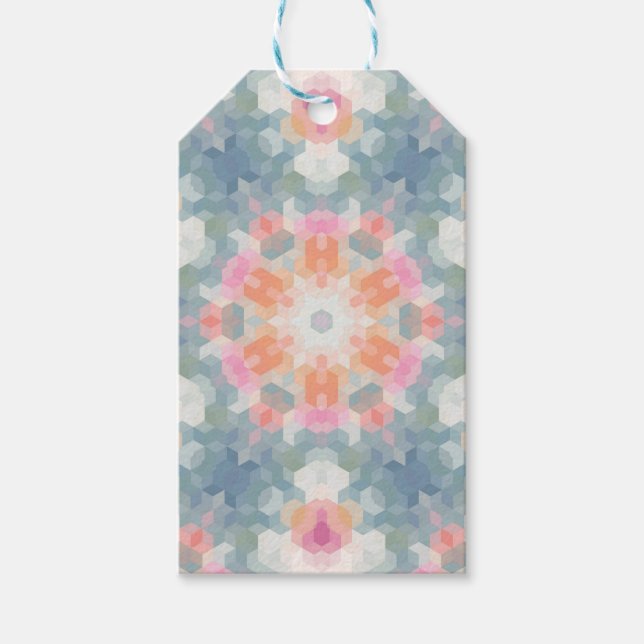 Abstrakt modern geometrisk dekorationsblå dekorati presentetikett (Framsidan)