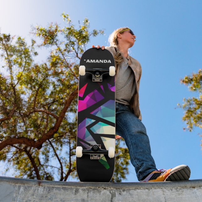 Abstrakt modern geometrisk för polygongraffiti mini skateboard bräda 18,5 cm (Utomhus 1)