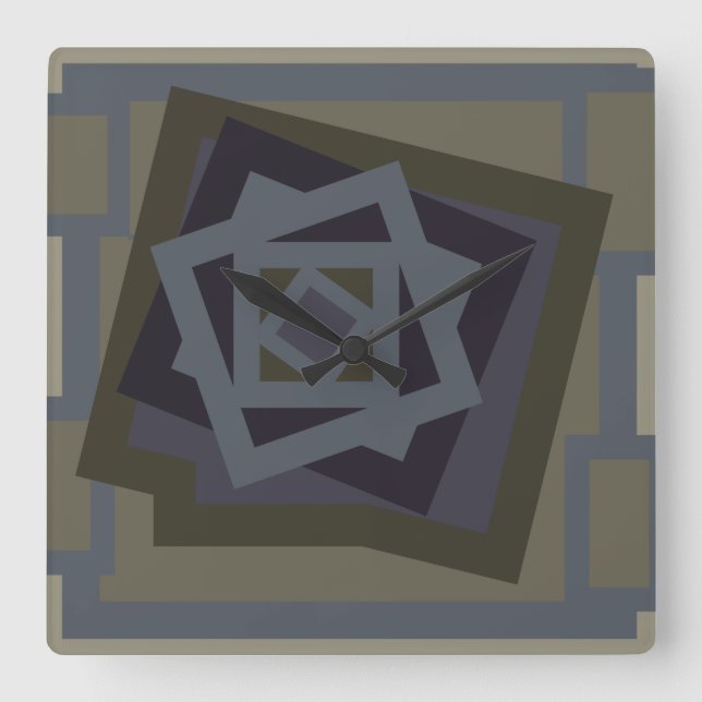 Abstrakt modern geometrisk konst fyrkantig klocka (Framsida)