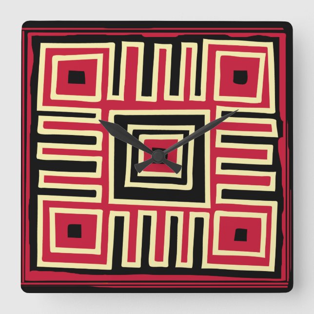 Abstrakt modern geometrisk konst fyrkantig klocka (Framsida)