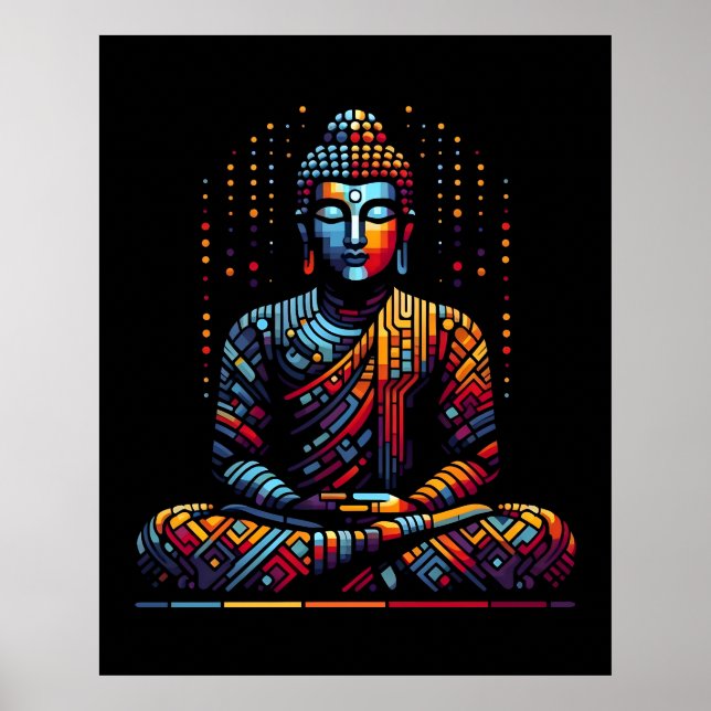 Abstrakt modern geometrisk konst | Gautama Buddha Poster (Framsidan)