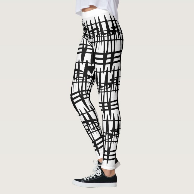 Abstrakt modern geometrisk linjekonst leggings (Vänster)