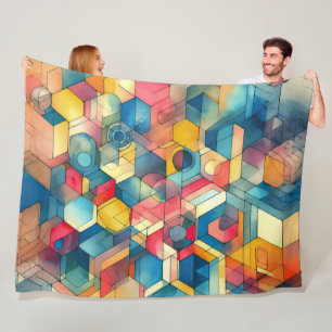 Abstrakt Modern geometrisk målning Fleecefilt
