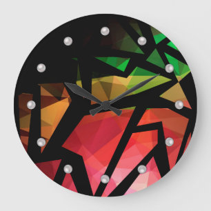 Abstrakt modern geometrisk mörk för polygongraffit stor klocka