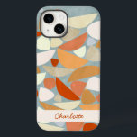 Abstrakt Modern geometrisk Personlig<br><div class="desc">Abstrakt modern geometrisk konst i  rosa,  teracotta orange och anka äggblått. Organiska former är spridda över yta i den här texturerade målningen. Anpassa med din egen namn.</div>